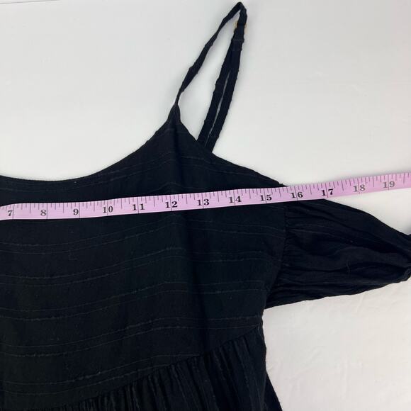 LSPACE Santorini S Black Tiered Gauzy Cover-Up Tie Back Maxi Dress Boho Vacation - Picture 14 of 15